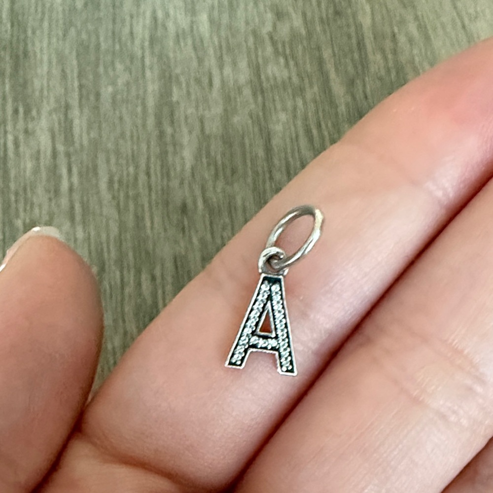 Silver Initial 'A' Pandora Charm Pendant